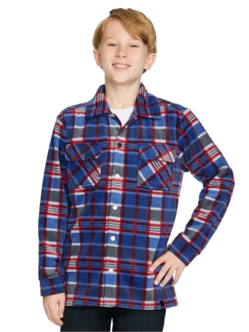 Quiksilver Boys Blue and Red Plaid Button-Down Shirt Jacket “Shacket” - fall